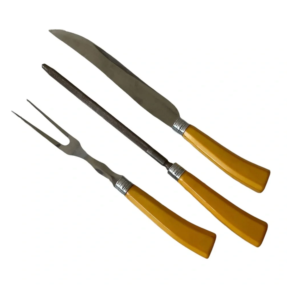 Vintage GENERAL CUTLERY CO. Stainless Steel Carving Set Three Pieces
